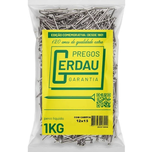 Prego Com Cabeça Polido 12x15 1kg Gerdau